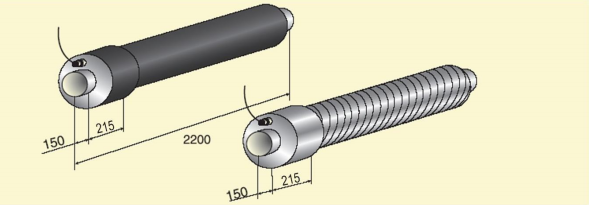 Элемент трубопровода в ППУ изоляции с металлической заглушкой изоляции и кабелем вывода